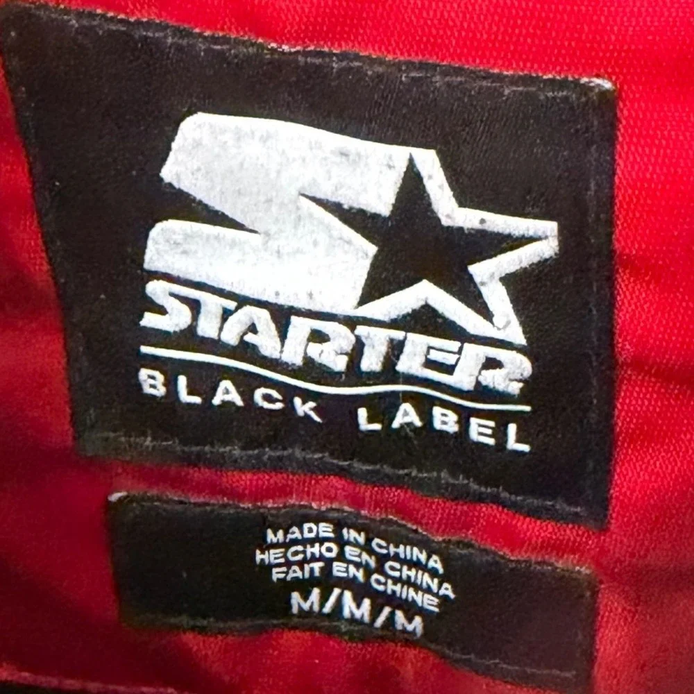 Starter Black Label Chicago Bulls Satin Bomber Jacket Red Embroidered Mens M